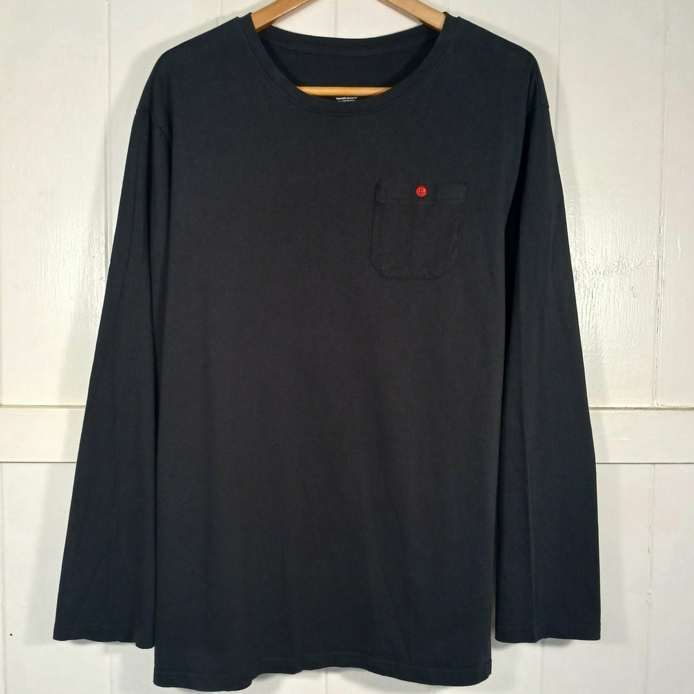 Zimmerli Long Sleeve T-Shirt Mens L Black Swiss First Pocket Red Button SQB